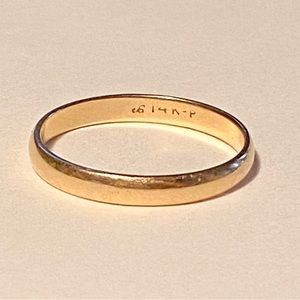 Gold Wedding Band Vintage 14K-P (plumb); Shiny, Plain, Classic! 3mm Size 8.